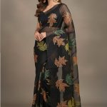 Black Autumn Leaf Saree