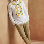 White & Yellow Floral Men's Panjabi