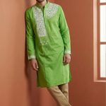 Green & White Men's Panjabi