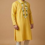 Yellow Floral Men's Panjabi