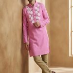 Pink & White Floral Men's Panjabi