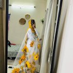 Sunshine Yellow Floral Organza Saree