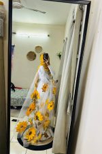 Sunshine Yellow Floral Organza Saree