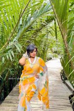 Sunshine Yellow Floral Organza Saree - Image 5