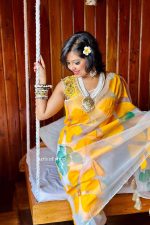 Sunshine Yellow Floral Organza Saree - Image 4