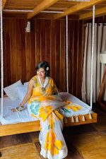 Sunshine Yellow Floral Organza Saree - Image 2