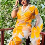 Sunshine Yellow Floral Organza Saree