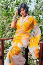 Sunshine Yellow Floral Organza Saree