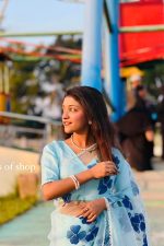 Sky Blue Floral Breeze Organza Saree - Image 4