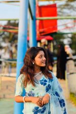 Sky Blue Floral Breeze Organza Saree