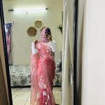 Soft Peach White Floral Organza Saree