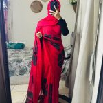 Crimson Red & Black Georgette Saree