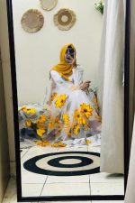 Sunshine Yellow Floral Organza Saree - Image 3