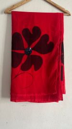 Crimson Red & Black Georgette Saree - Image 5