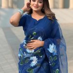 Azure Mystique pure sofr organza saree